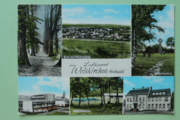 Postcard PC Weiskirchen Hochwald 1960s Town Hall swimming bath Town architecture Saarland